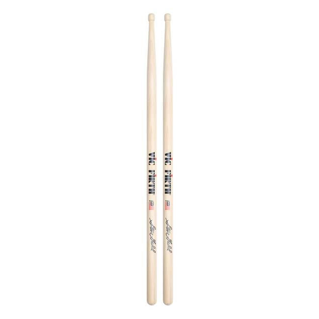 Vic Firth Steve Gadd Signature Series drumsticks with clear finish and wood tips, shown in a close-up image.