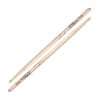 Zildjian Hickory 5A Anti-Vibe drumsticks showing their length, wood grain, and tapered tips for versatile drum playing.