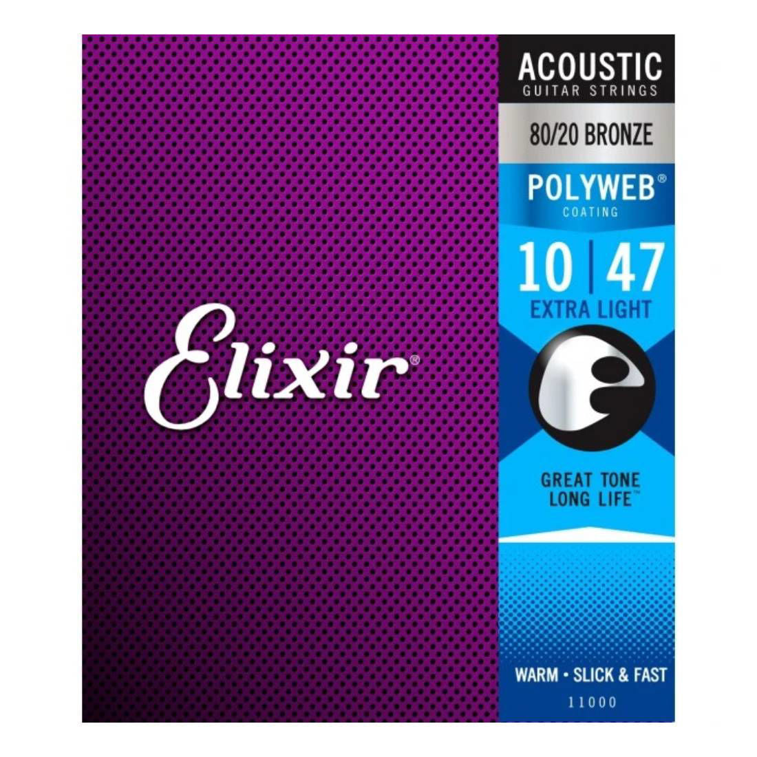 Elixir 10-47 Acoustic Guitar Strings POLYWEB Coated Extra Light Gauge