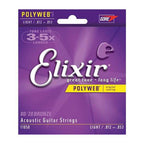 Elixir Acoustic Guitar Strings Elixir 12-53 Light Gauge POLYWEB 80/20 Coated strings on a guitar