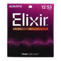 Elixir 12-53 Acoustic Guitar Strings NANOWEB 80/20 Coated Light Gauge