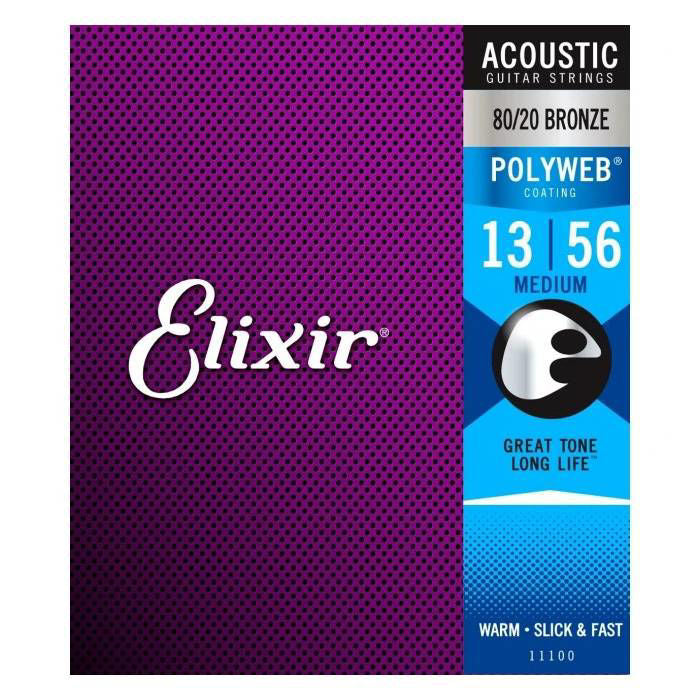 Elixir 13-56 Acoustic Guitar Strings POLYWEB 80/20 Coated Medium Gauge
