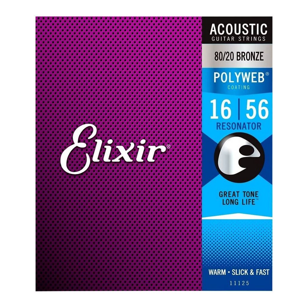 Elixir 11125 Polyweb Resonator Acoustic Guitar Strings - Resonator 16-56