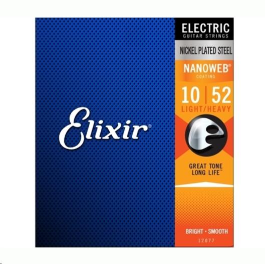 Elixir 12077 10-52 Light Heavy Nanoweb Electric Guitar Strings