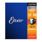 Elixir 12302 12-68 Nanoweb baritone electric guitar strings with coated windings on a guitar string set for baritone guitars