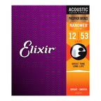 Elixir 12-53 Acoustic Guitar Strings NANOWEB Coated Phosphor Bronze Light Gauge