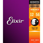 Elixir 16077 12-56 Light/Medium Phosphor Bronze Nanoweb Acoustic Guitar Strings