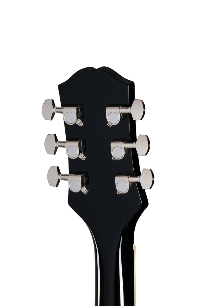 Epiphone Les Paul Tribute electric guitar with vintage sunburst finish, showcasing its solid body, dual humbuckers, and classic design.