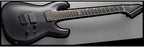 Black ESP E-II Horizon NT 7-string baritone electric guitar with sleek finish and Hipshot hardware, displayed from a side angle.