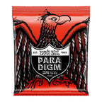 Ernie Ball Paradigm Slinky 7-string electric guitar strings in 10-62 gauge, shown on a guitar string package.