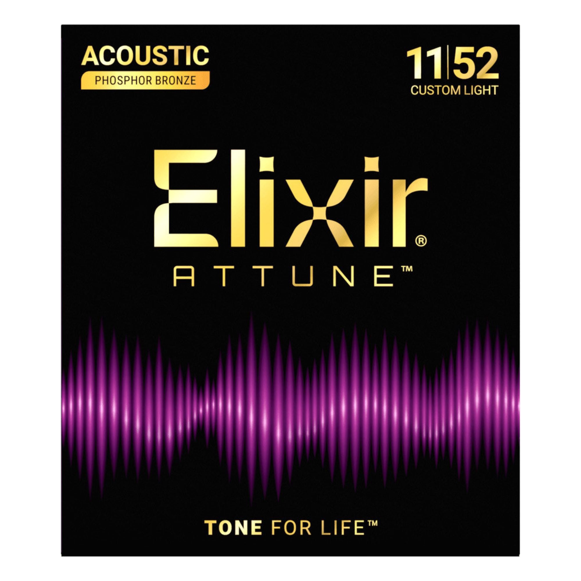 Elixir 21027 Attune Phosphor Bronze Acoustic Guitar Strings Custom Light 11-52