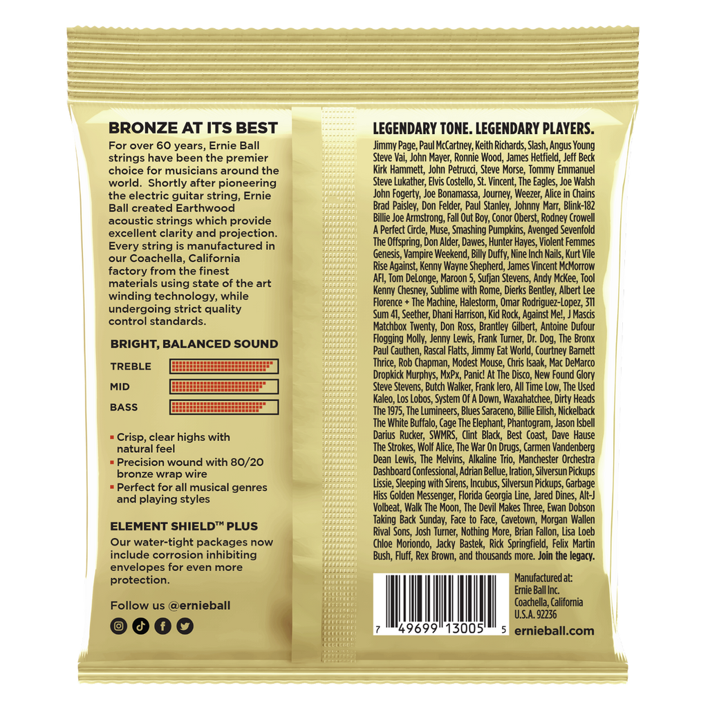 Ernie Ball Earthwood Custom Medium 80/20 Bronze Acoustic Guitar Strings 3-Pack 12.5-56