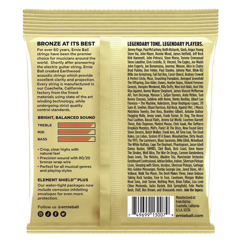 Ernie Ball Earthwood Custom Light 80/20 Bronze Acoustic Guitar Strings 3-Pack 11.5-54