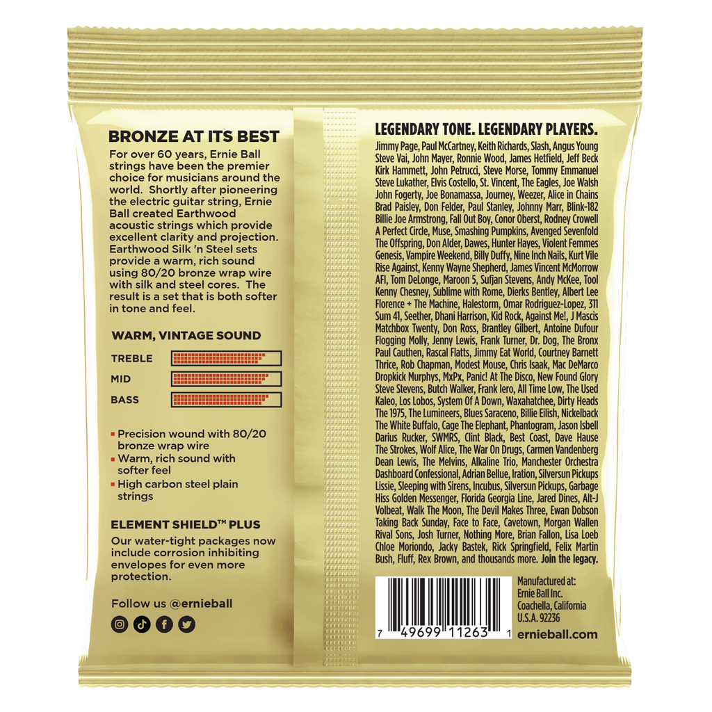 Ernie Ball Earthwood Silk and Soft Extra Soft Acoustic Guitar Strings 3-Pack 10-50