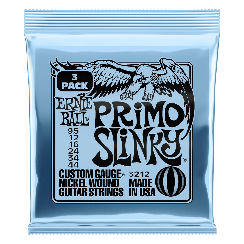 Ernie Ball Primo Slinky Nickel Wound Electric Guitar Strings 3-Pack 9.5-44