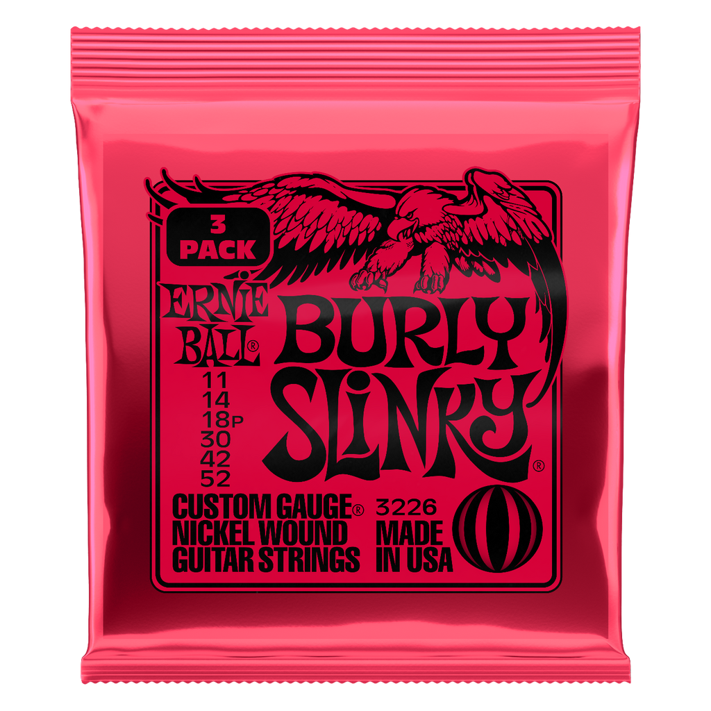 Ernie Ball Burly Slinky Nickel Wound Electric Guitar Strings 3-Pack 11-52