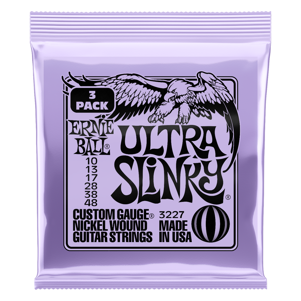 Ernie Ball Ultra Slinky Nickel Wound Electric Guitar Strings 3-Pack 10-48