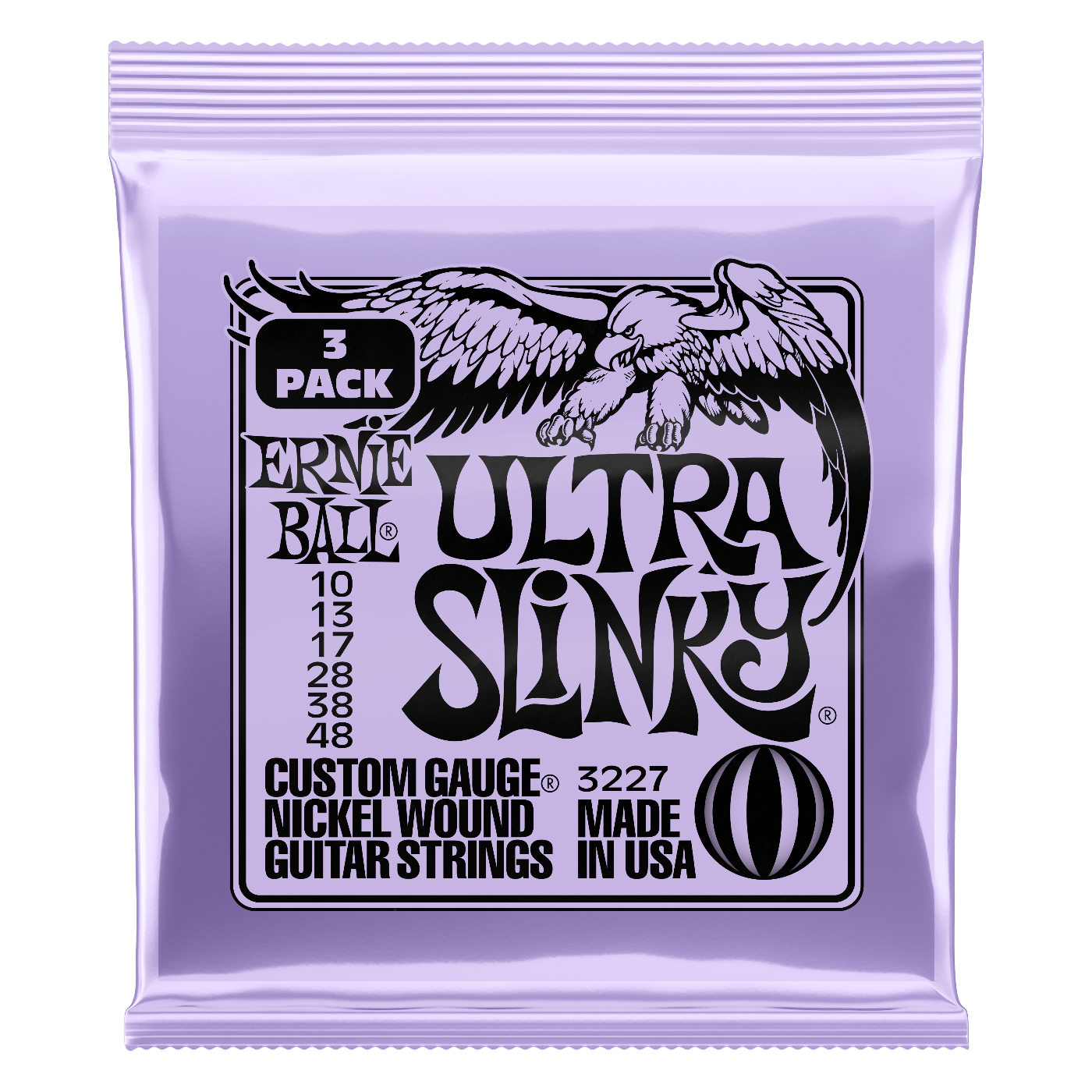 Ernie Ball Ultra Slinky Nickel Wound Electric Guitar Strings 3-Pack 10-48