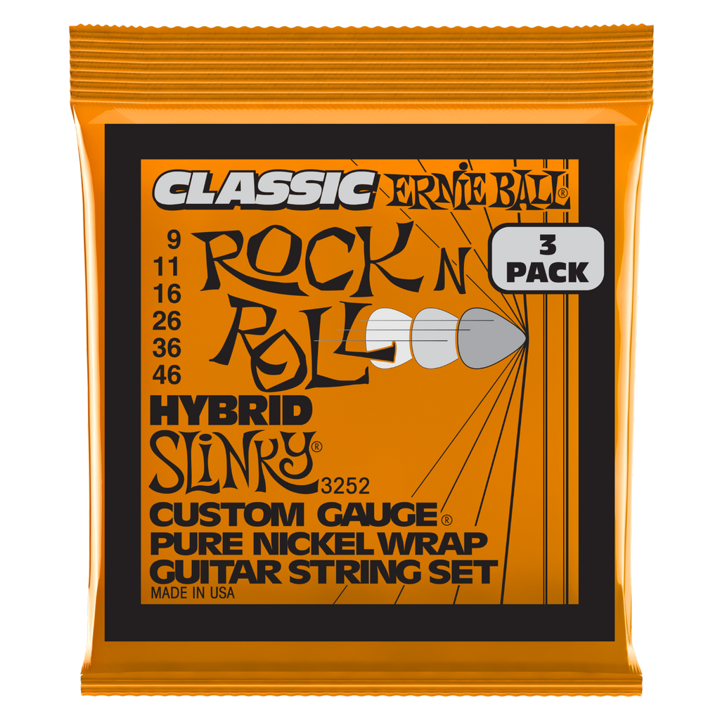Ernie Ball Hybrid Slinky Classic RnR Electric Guitar Strings 3-Pack 9-46