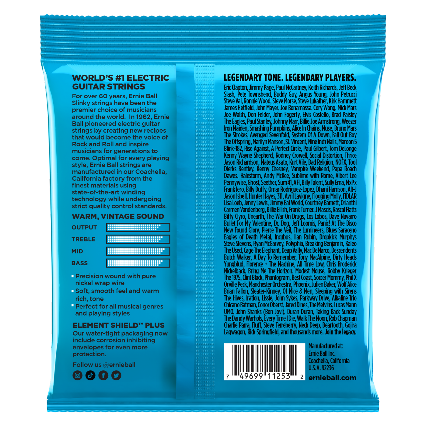 Ernie Ball Extra Slinky Classic RnR Electric Guitar Strings 3-Pack 8-38