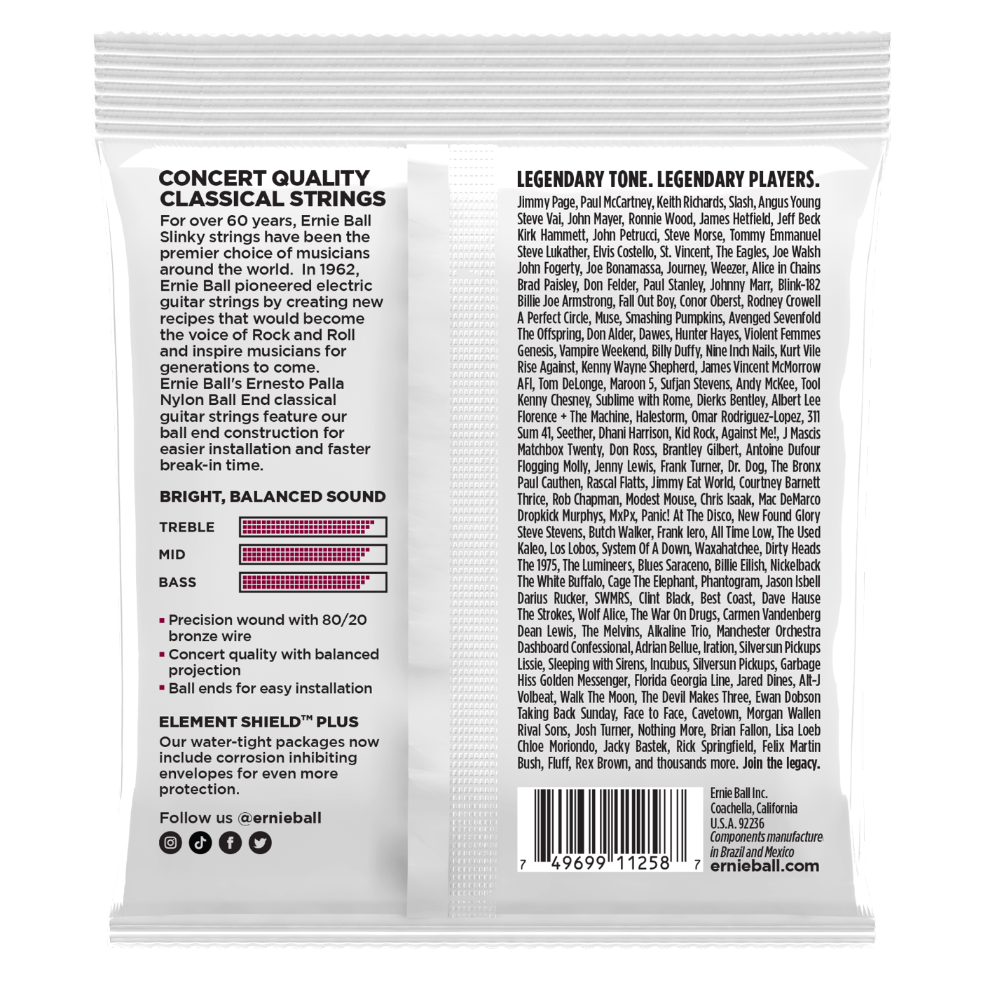 Ernie Ball Ernesto Palla clear and Nylon Classical Guitar Strings 3-Pack