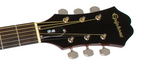 Epiphone DR100 natural acoustic guitar with a wooden body and steel strings, showcasing its classic design and durable build.