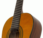 Epiphone Pro-1 3/4 size classical guitar in antique natural finish, showing the body, neck, and strings of the guitar.