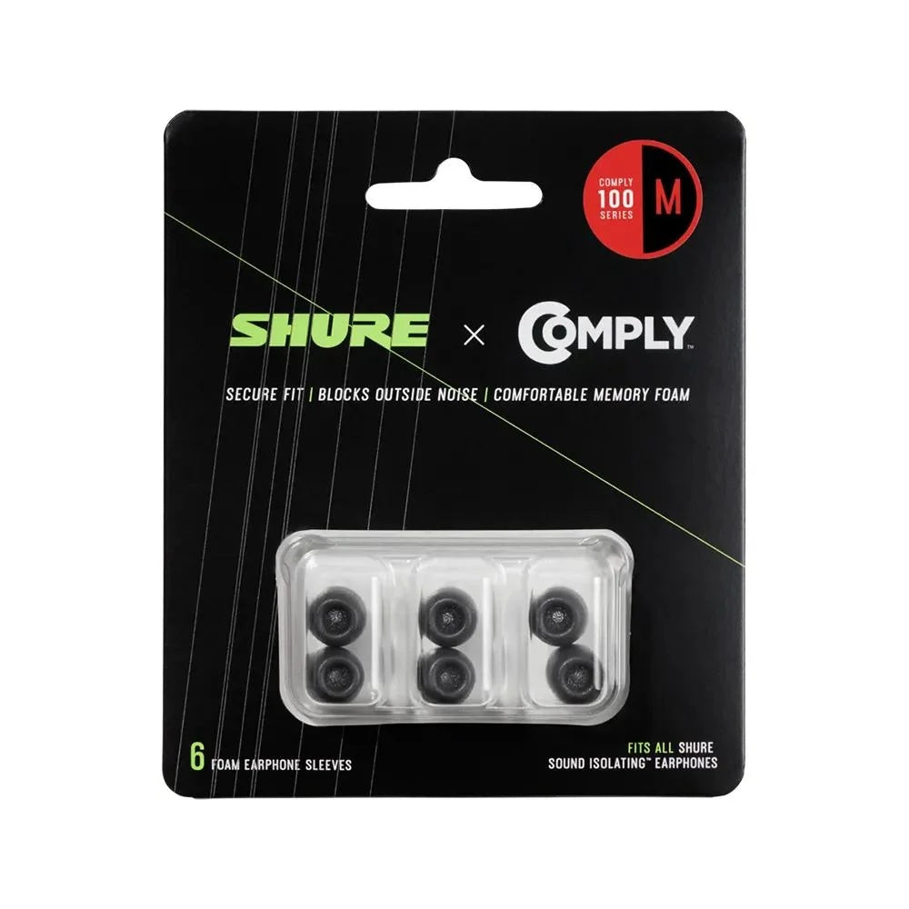 Shure 6-pc Comply 100 Series Black Medium Foam Sleeves 3 pairs