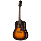 Epiphone J45 Studio acoustic guitar in vintage sunburst finish, showcasing its body, soundhole, and neck details.