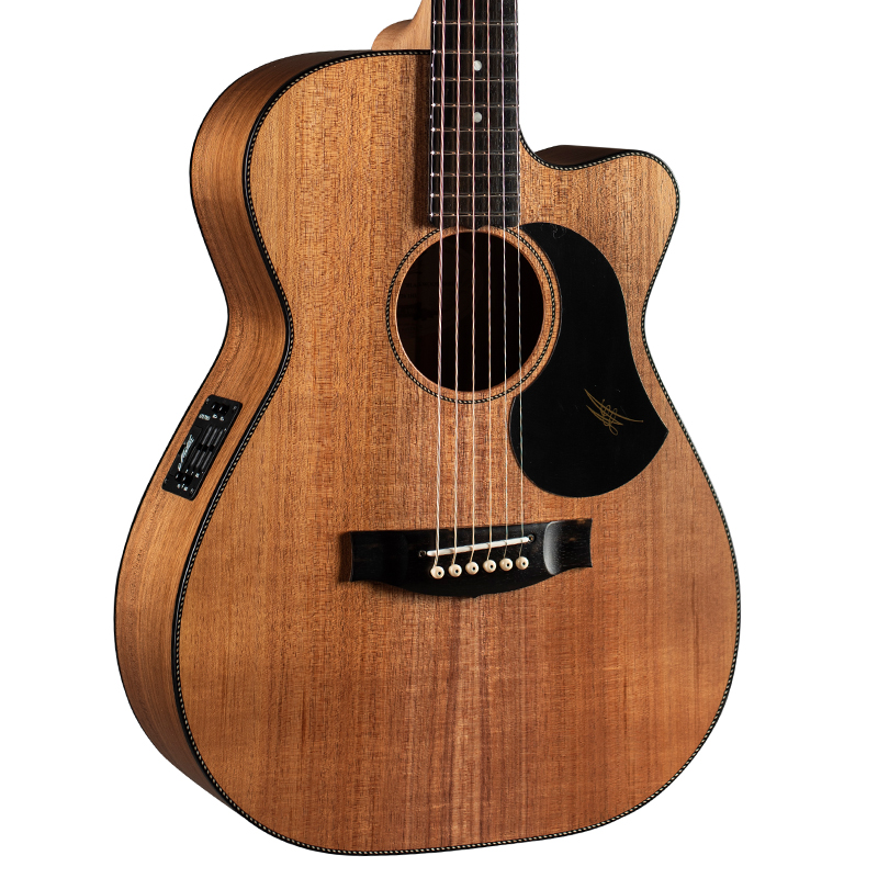 Maton EBW808C blackwood 808 acoustic electric guitar with a natural finish, showing the body and soundhole.
