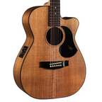 Maton EBW808C blackwood 808 acoustic electric guitar with a natural finish, showing the body and soundhole.
