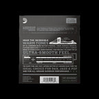 D'Addario ECB81M Light Medium Scale Chromes bass guitar strings laid out on a surface.