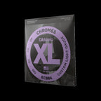 D'Addario ECB84 custom light chromes bass guitar strings with 40-100 gauge, shown on the packaging.