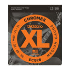 D'Addario ECG26 electric guitar strings 13-56 Chromes flat wound medium, showing the packaged flat wound strings for electric guitars.