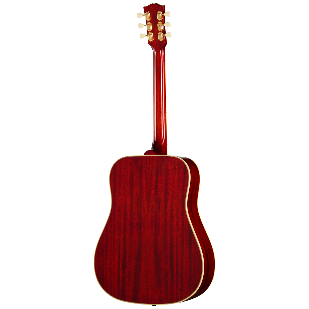 Epiphone 1960 Hummingbird acoustic guitar in heritage cherry sunburst finish, showcasing its body, pickguard, and vintage design details.