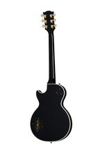 Electric guitar by EPIPHONE inspired by Gibson Les Paul Custom in ebony with gold hardware and dual humbucker pickups.