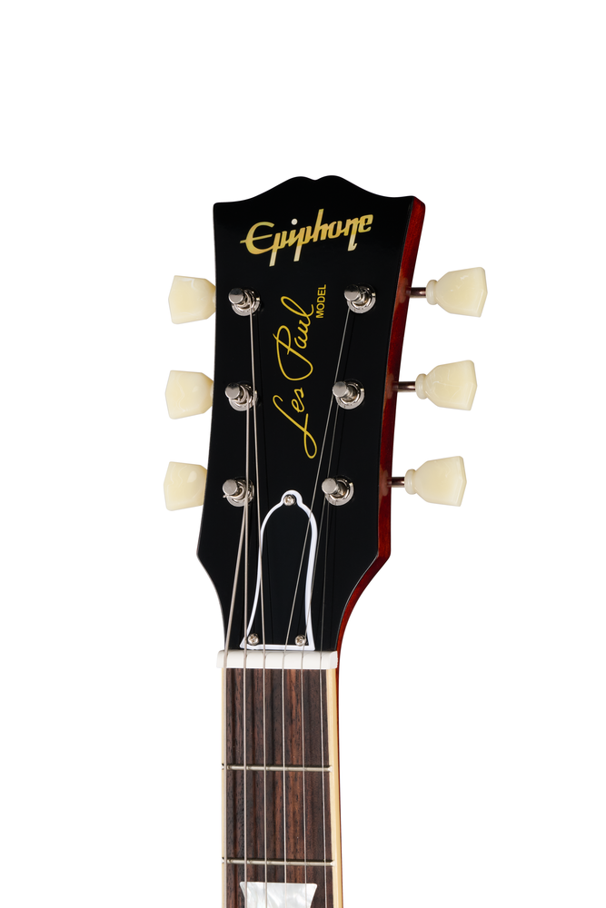 Epiphone 1959 Les Paul Standard electric guitar in washed bourbon burst finish, showcasing its classic body and vintage style.