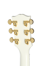 Electric guitar Epiphone Inspired by Gibson 63 Les Paul SG Custom Maestro in white with dual humbucker pickups and chrome hardware