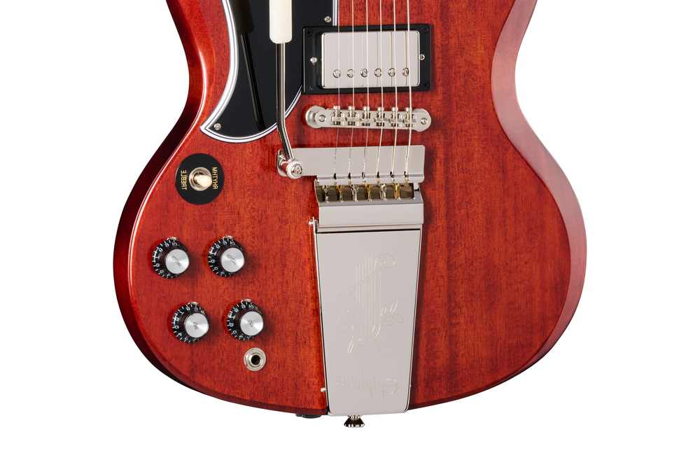Epiphone 1964 SG Standard Reissue with Maestro Vibrola Left Handed, Cherry Red