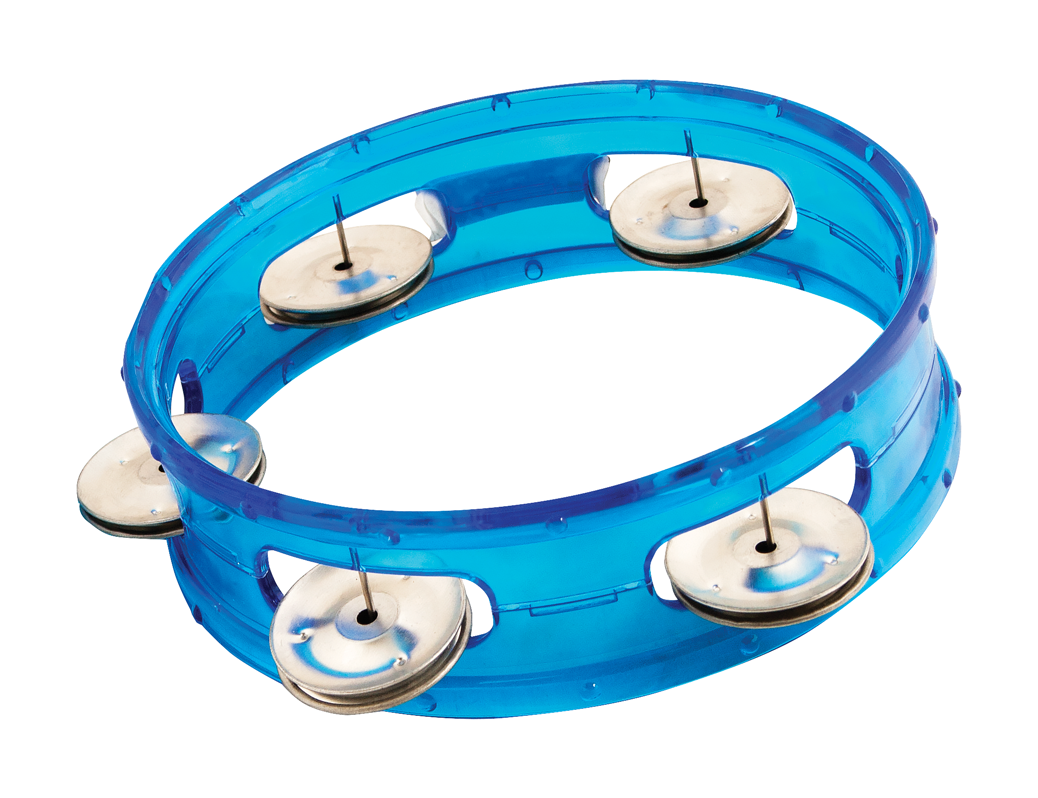 Black AMS tambourine with jingles, hand percussion accessory, featuring a sturdy frame and metal cymbals for musical rhythm.