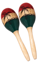 Mano Percussion 10inch Wooden Maracas - Tropical Theme