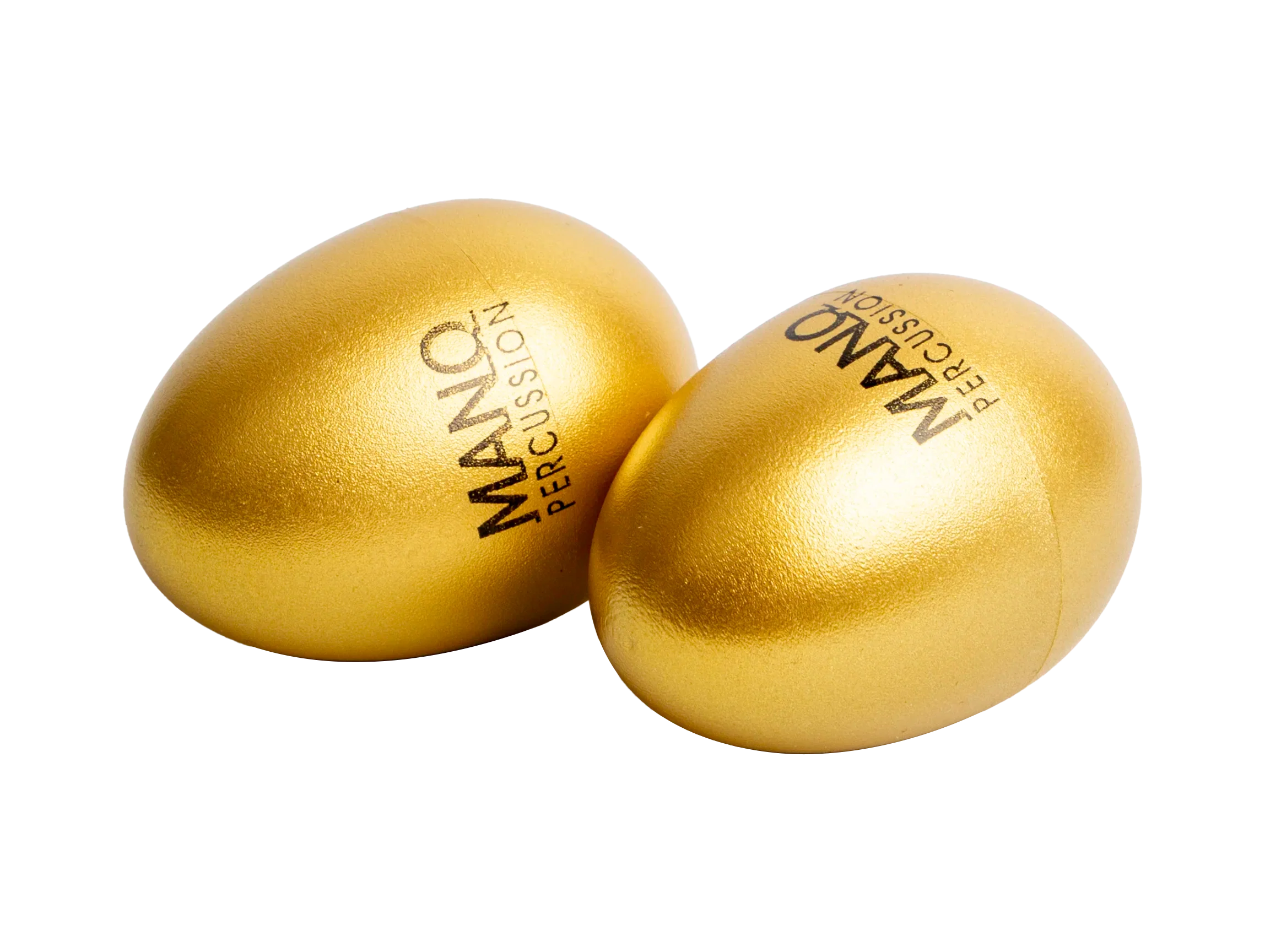 Mano Percussion EDP05G gold egg shaker for hand percussion, showing side view with shiny gold finish and compact design