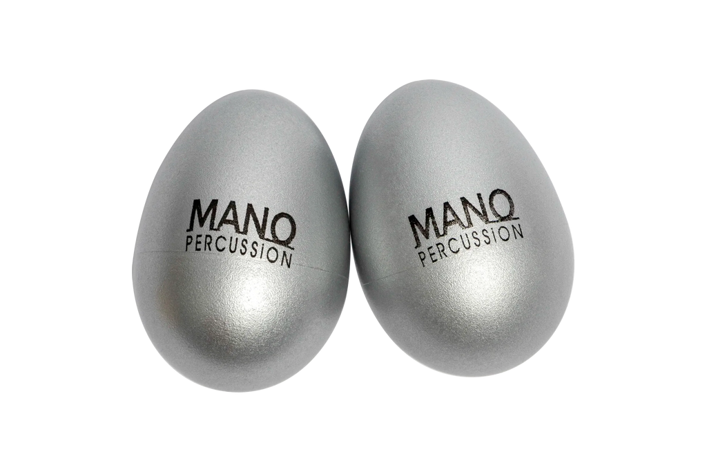 Silver Mano Percussion EDP05SL egg shaker, a compact hand percussion instrument with a shiny metallic finish.