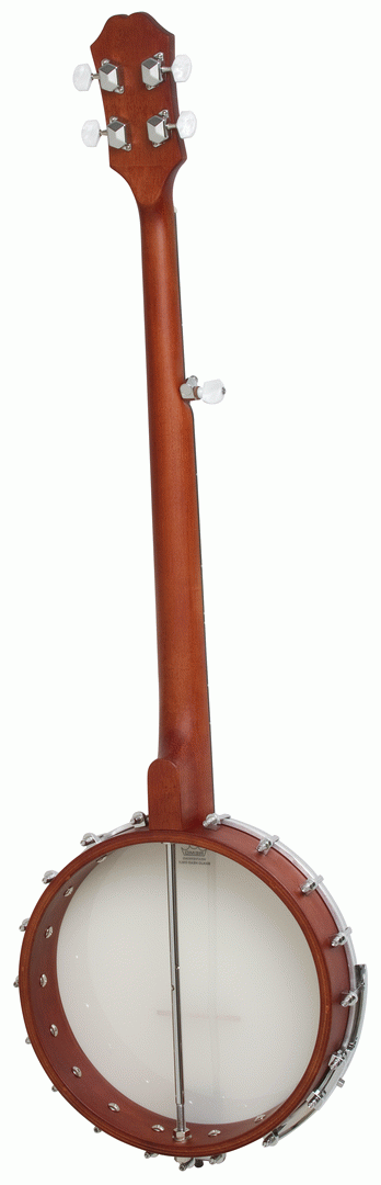 Epiphone MB100 5-string open back banjo with vintage satin brown finish, showcasing the folk and bluegrass instrument design.