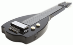 Black Epiphone Electar Inspired by 1939 Century lap steel guitar with carrying bag, designed for folk and bluegrass music.