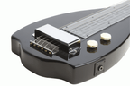 Black Epiphone Electar Inspired by 1939 Century lap steel guitar with carrying bag, designed for folk and bluegrass music.