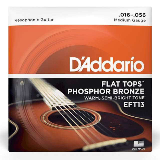 D'Addario EFT13 Flat Tops Phosphor Bronze Acoustic Guitar Strings, Resophon