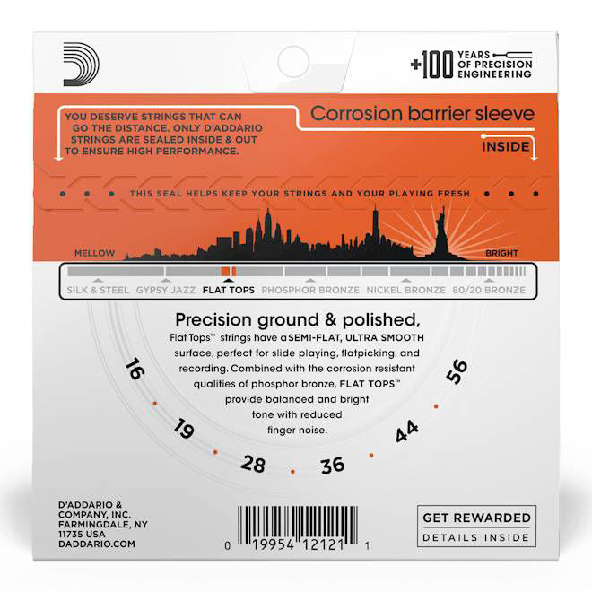 D'Addario EFT13 Flat Tops Phosphor Bronze Acoustic Guitar Strings - Medium 16-56