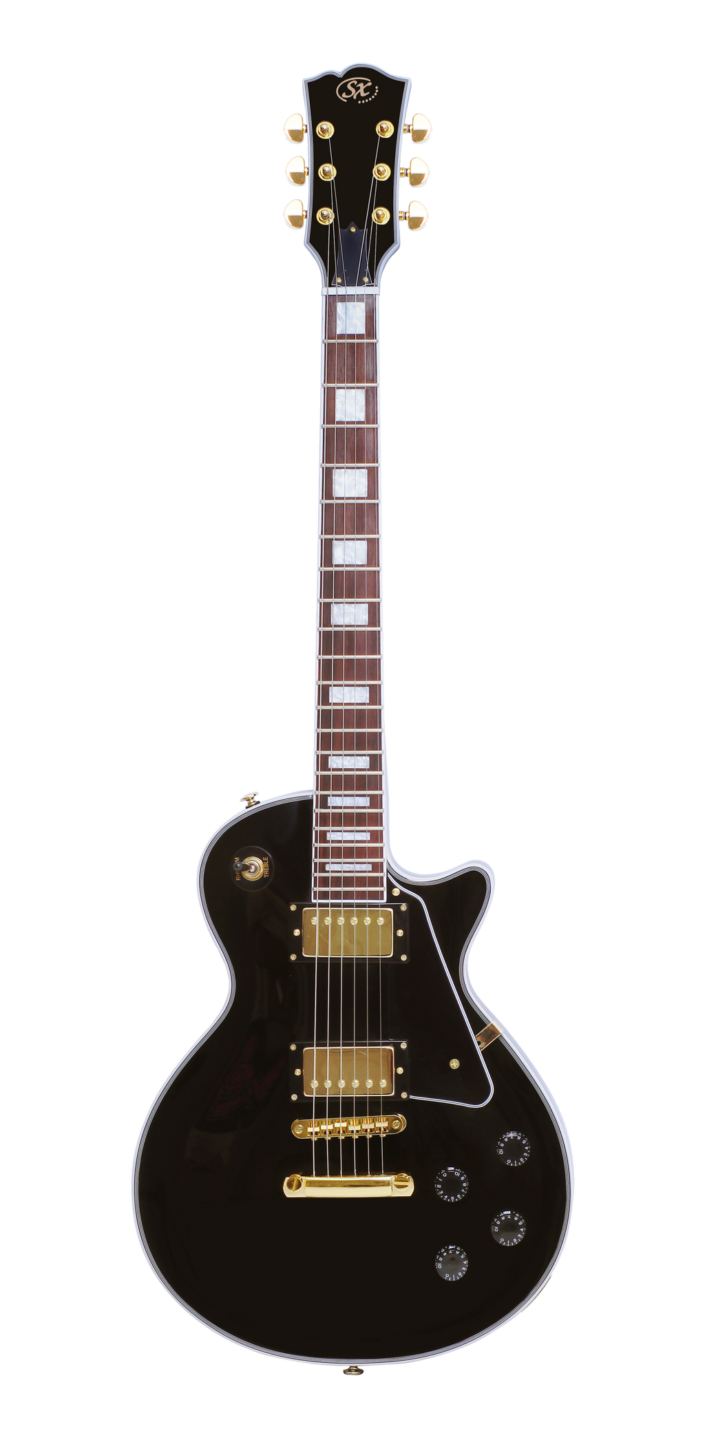 SX EH3BK Deluxe Les Paul Style Electric Guitar in Black