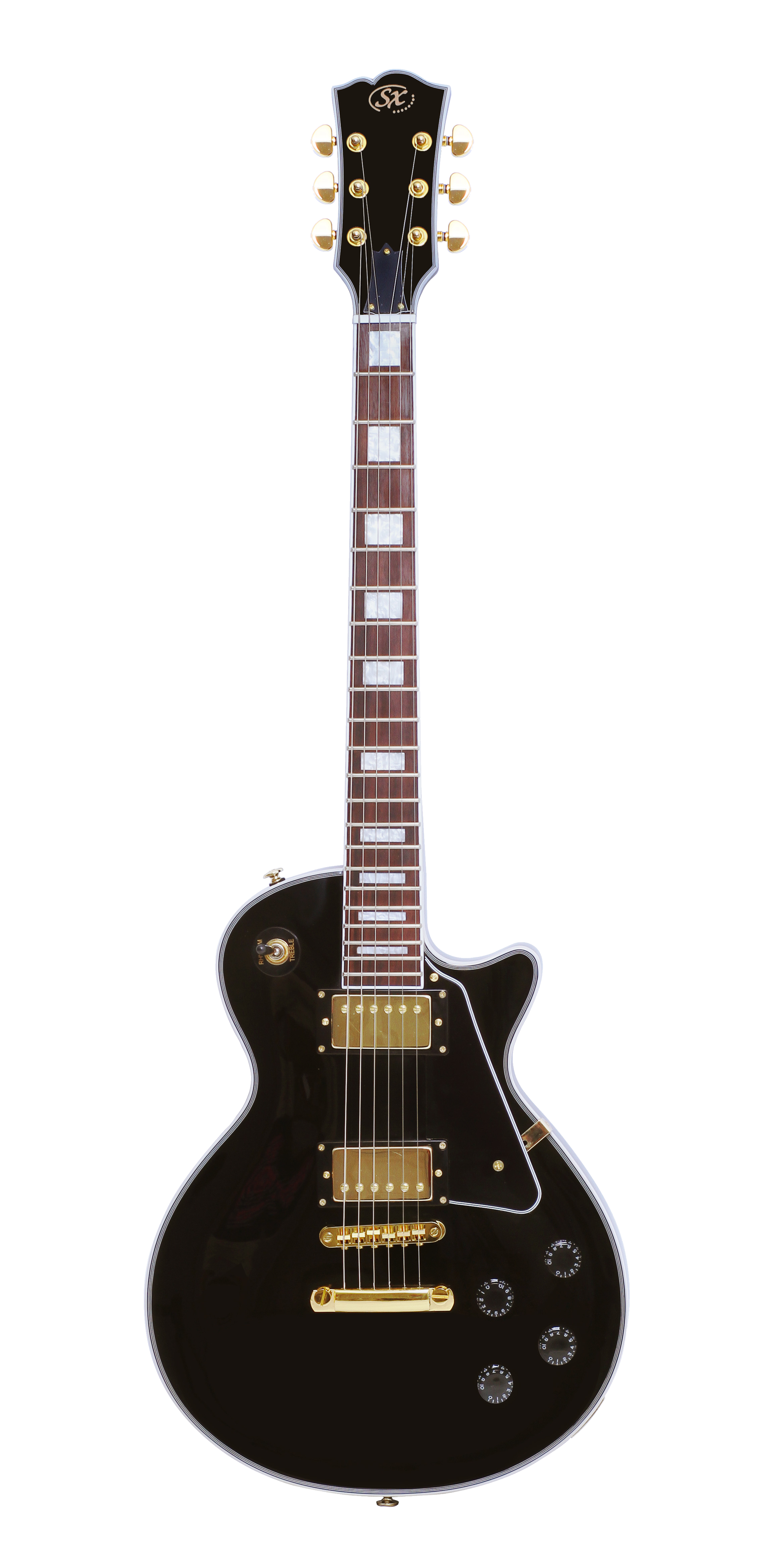 SX EH3BK Deluxe Les Paul Style Electric Guitar in Black